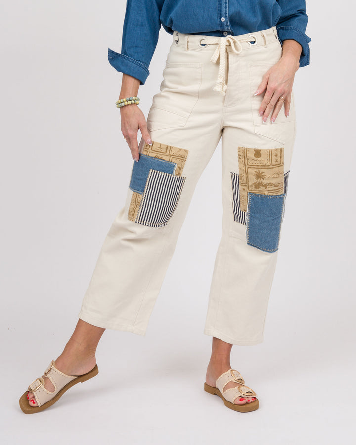 Bone Patchwork Pants