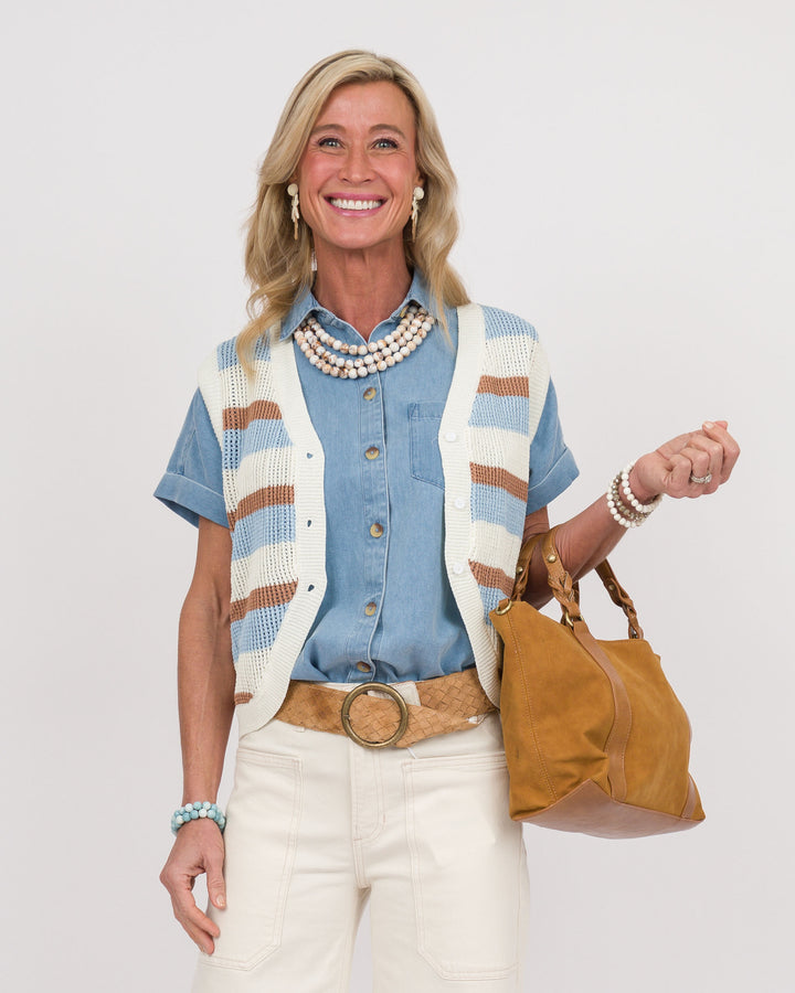 Coffee Cloud V Neck Vest