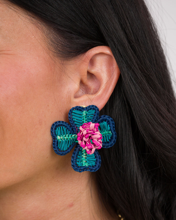 Handmade Natural Palm Earrings Flower