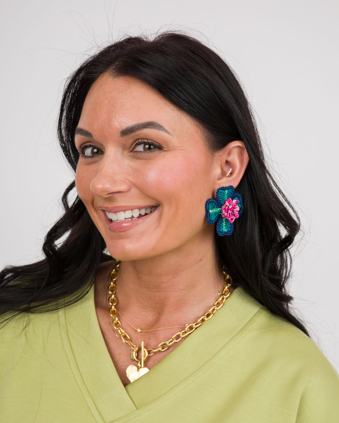 Handmade Natural Palm Earrings Flower