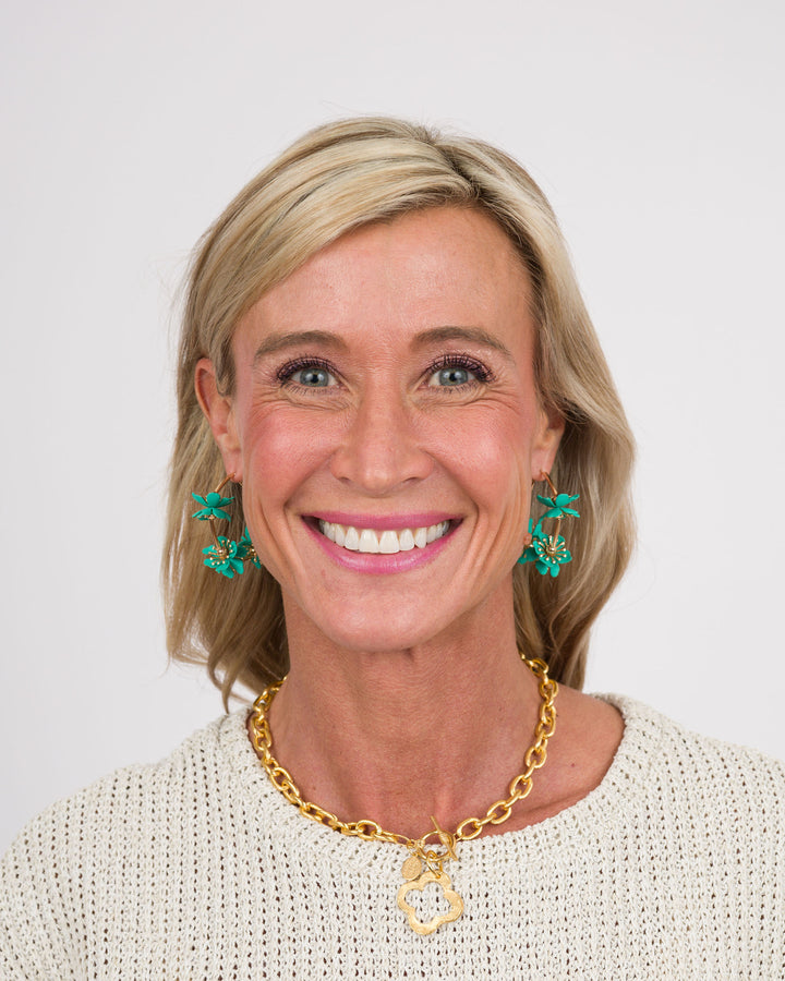 Double Flower Hoop Earring