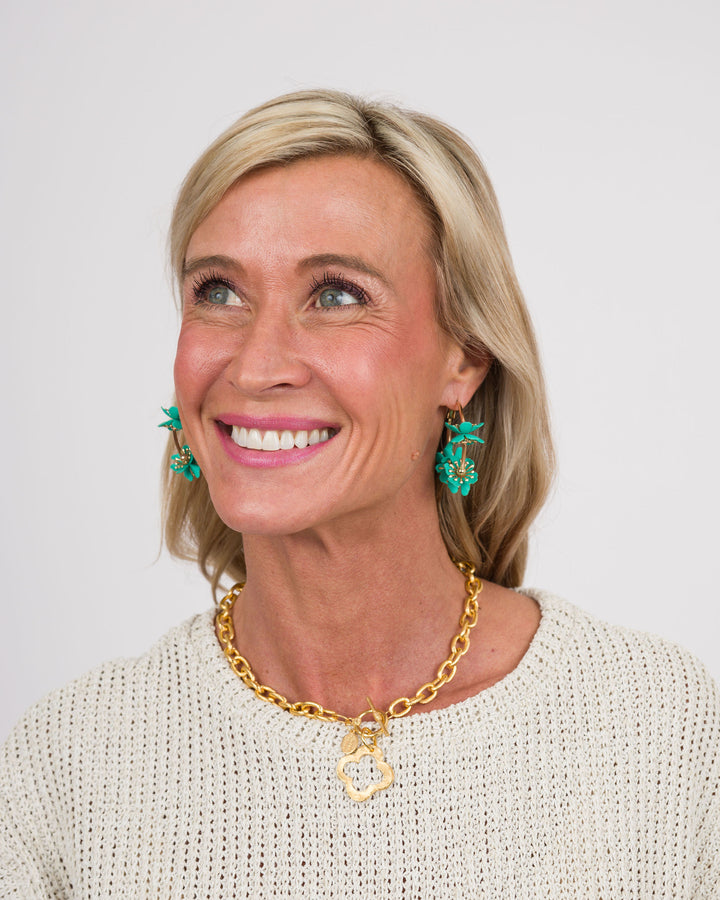 Double Flower Hoop Earring