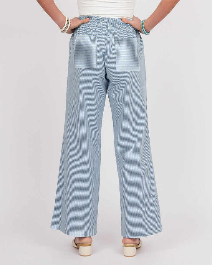 Blue Striped Wide Leg Pants