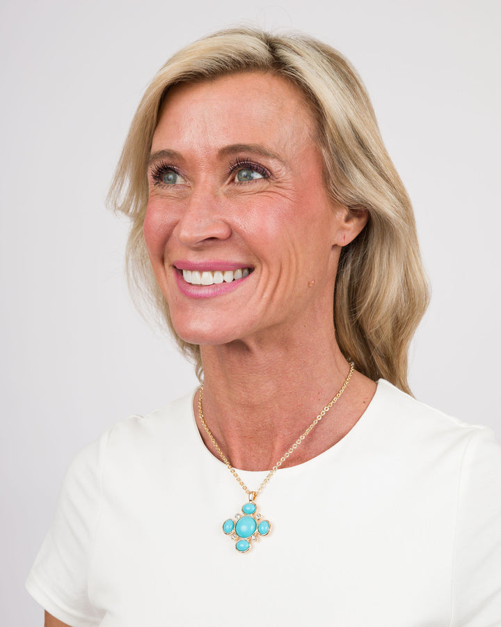 Gold Chain Turquoise Cross