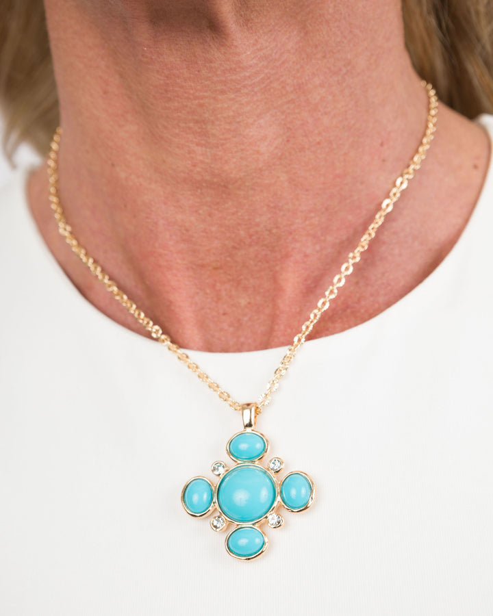 Gold Chain Turquoise Cross