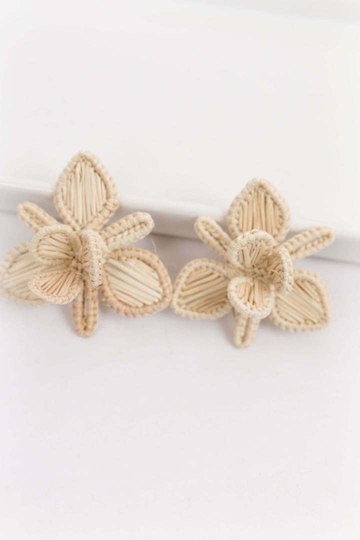 Handmade Natural Palm Earrings Flower Natural