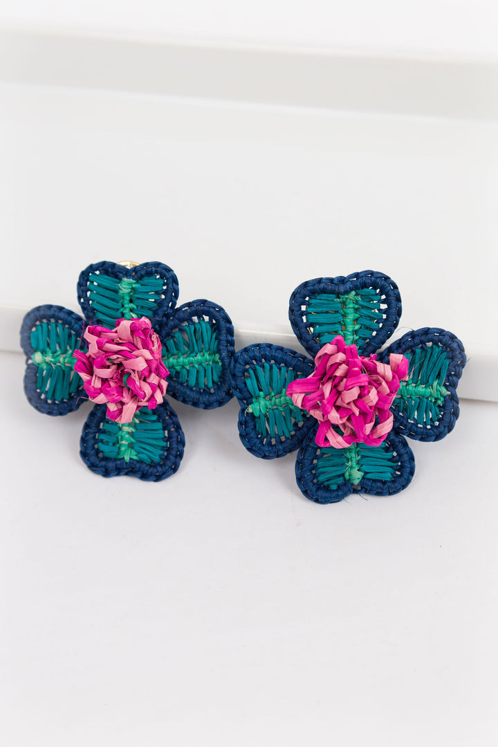 Handmade Natural Palm Earrings Flower