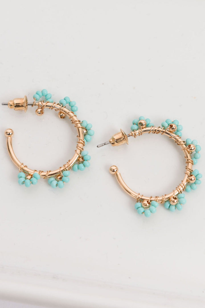 Colored Seed Beads Hoop Earring