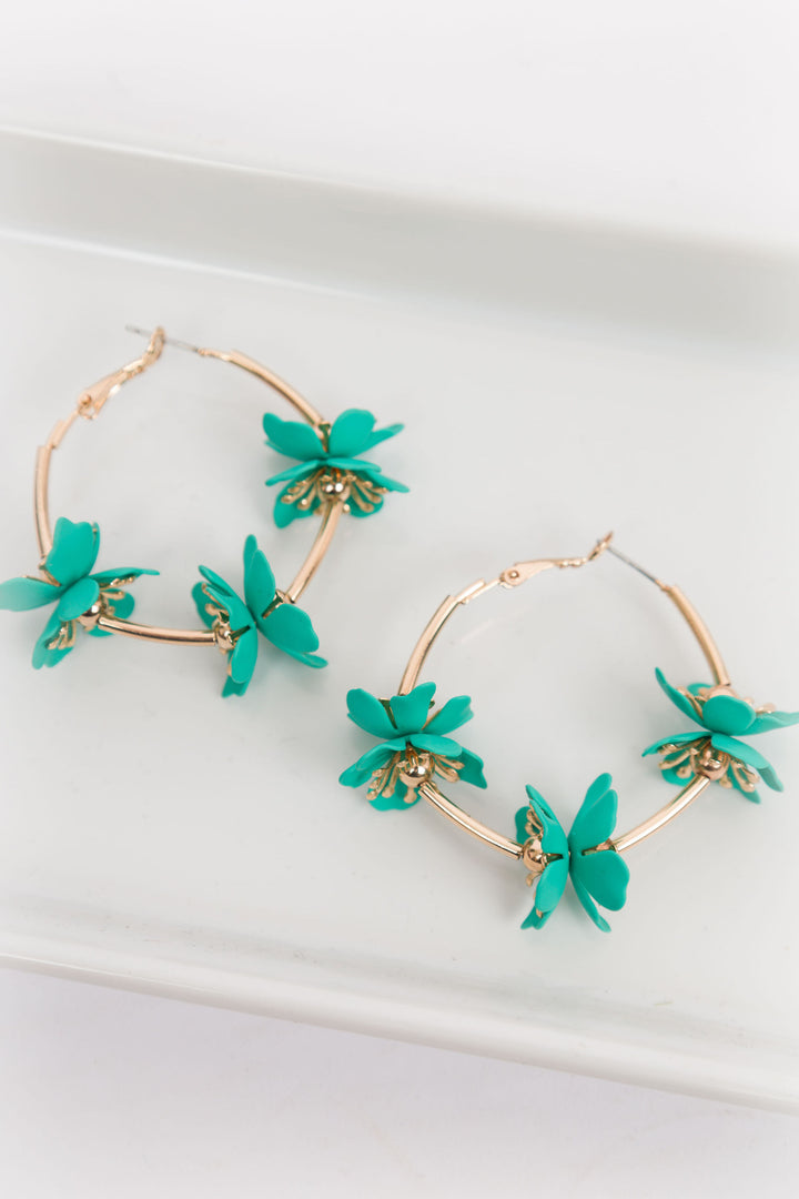 Double Flower Hoop Earring