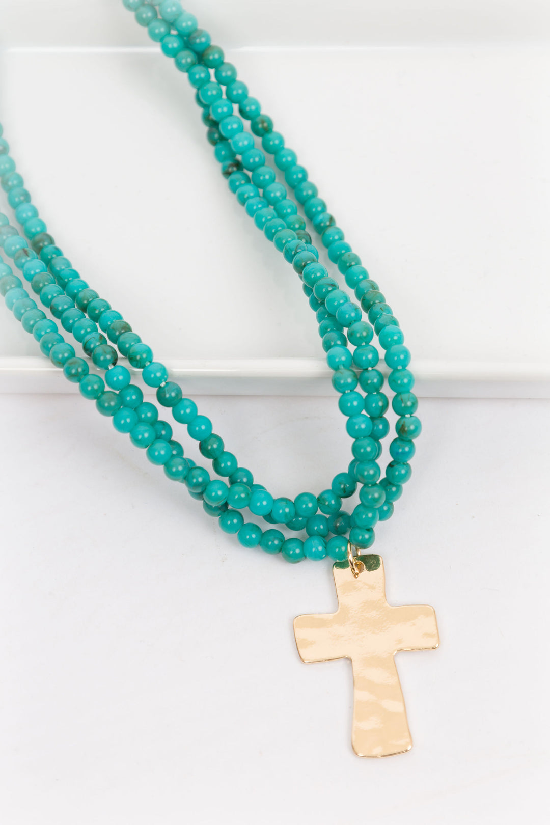 Resin Bead Cross Layered Necklace