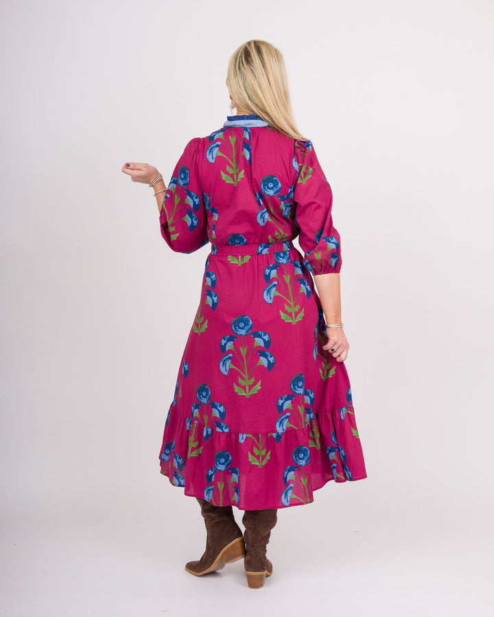 Angela Midi Dress - Berry