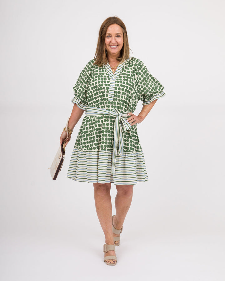 Sage Gingham Check Midi Dress