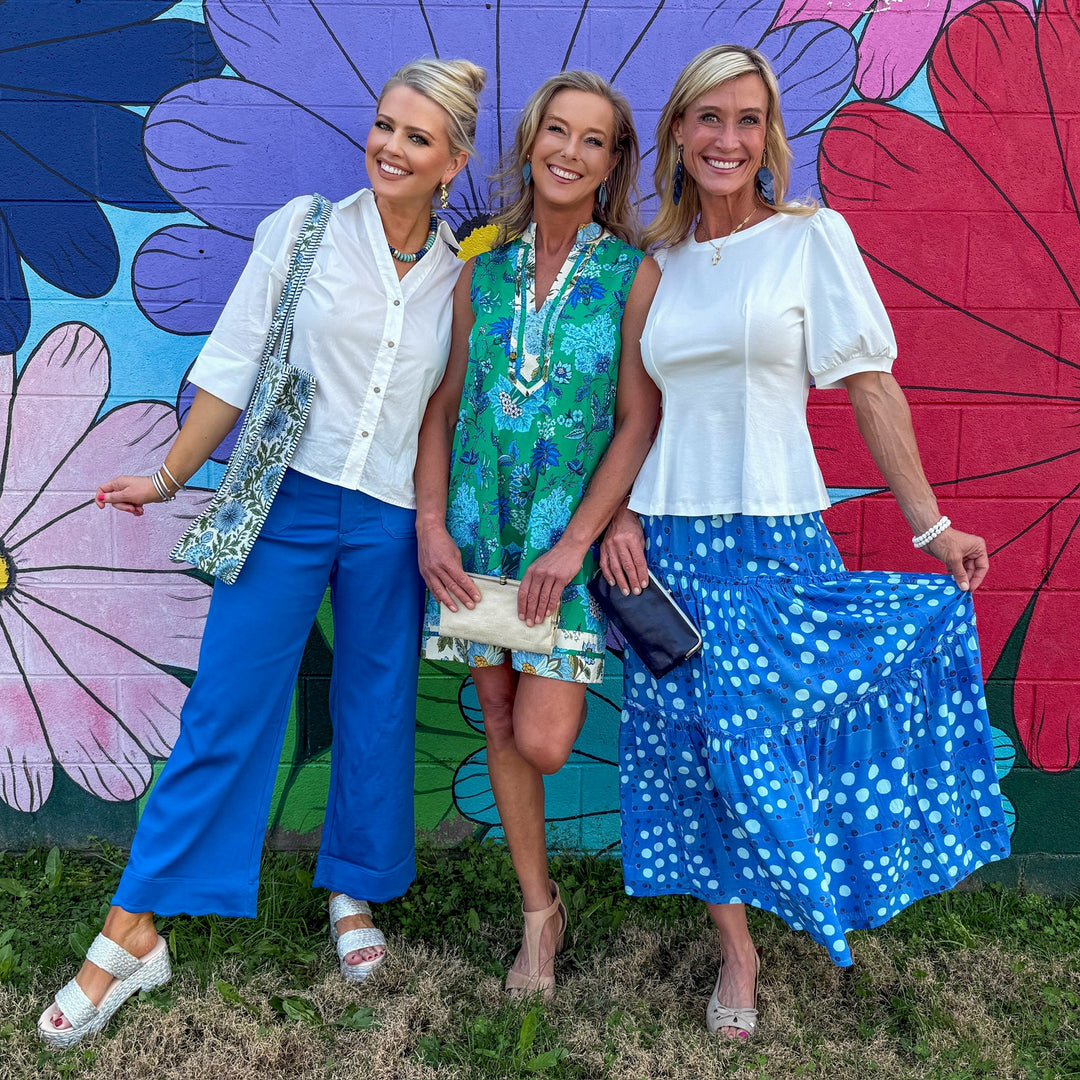 Scalloped Hem Pants - Ocean