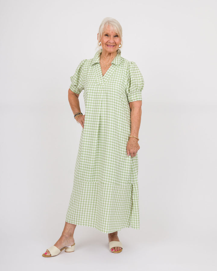 Dansby Dress - Green Dots
