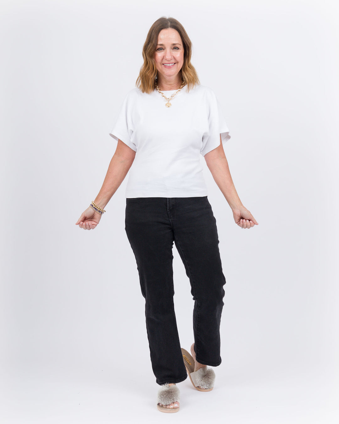 Angel Crew Neck Top White