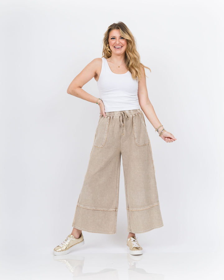 Easy Street Wide Leg Pant - Mushroom