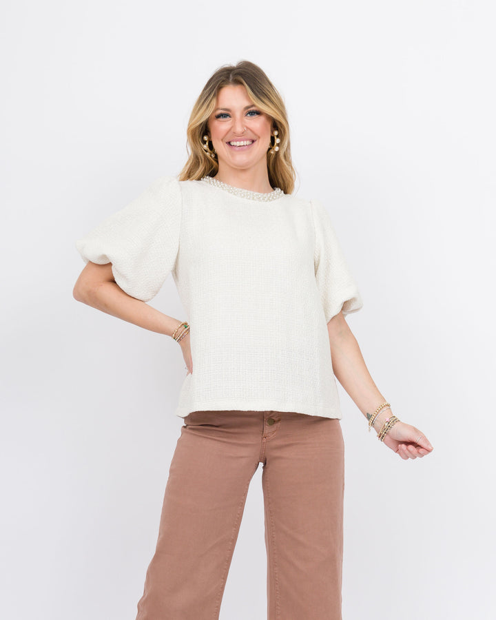 Margot Pearl Trimmed Top