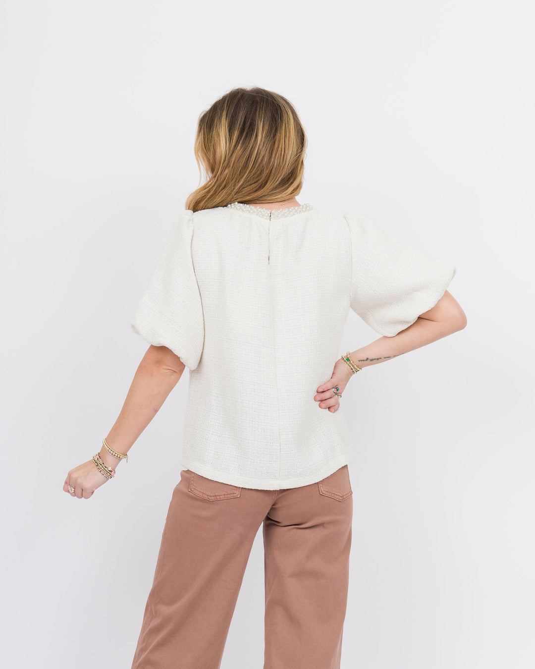 Margot Pearl Trimmed Top