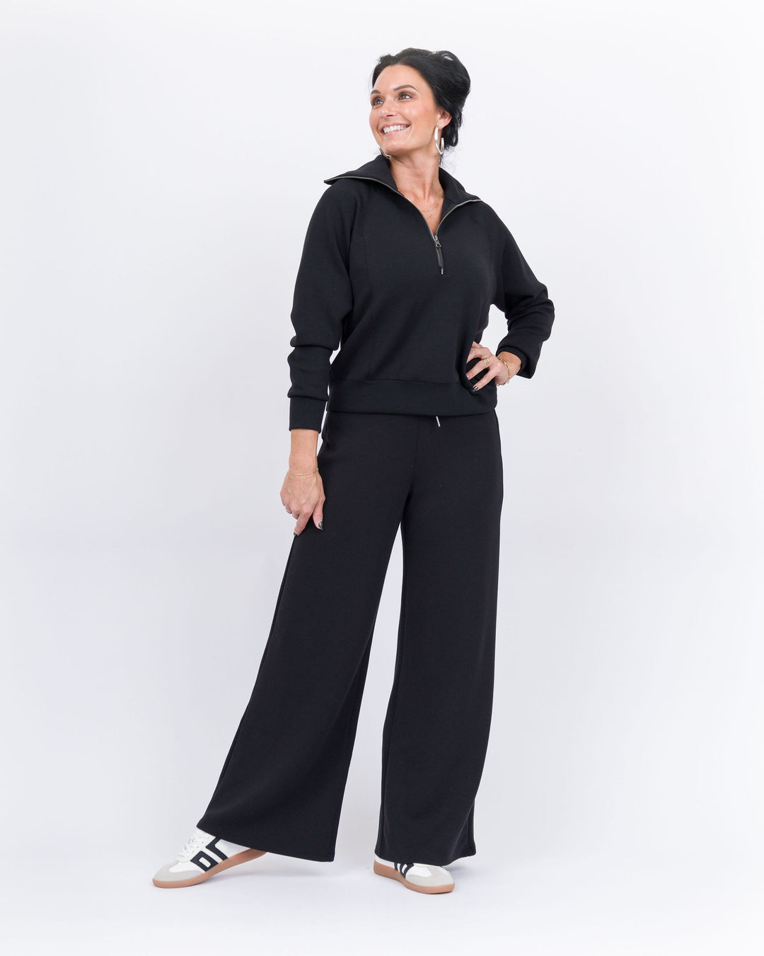 Spanx Air Essentials Half Zip-Very Black