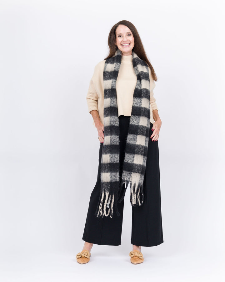 Mud Pie Checked Scarf- Black