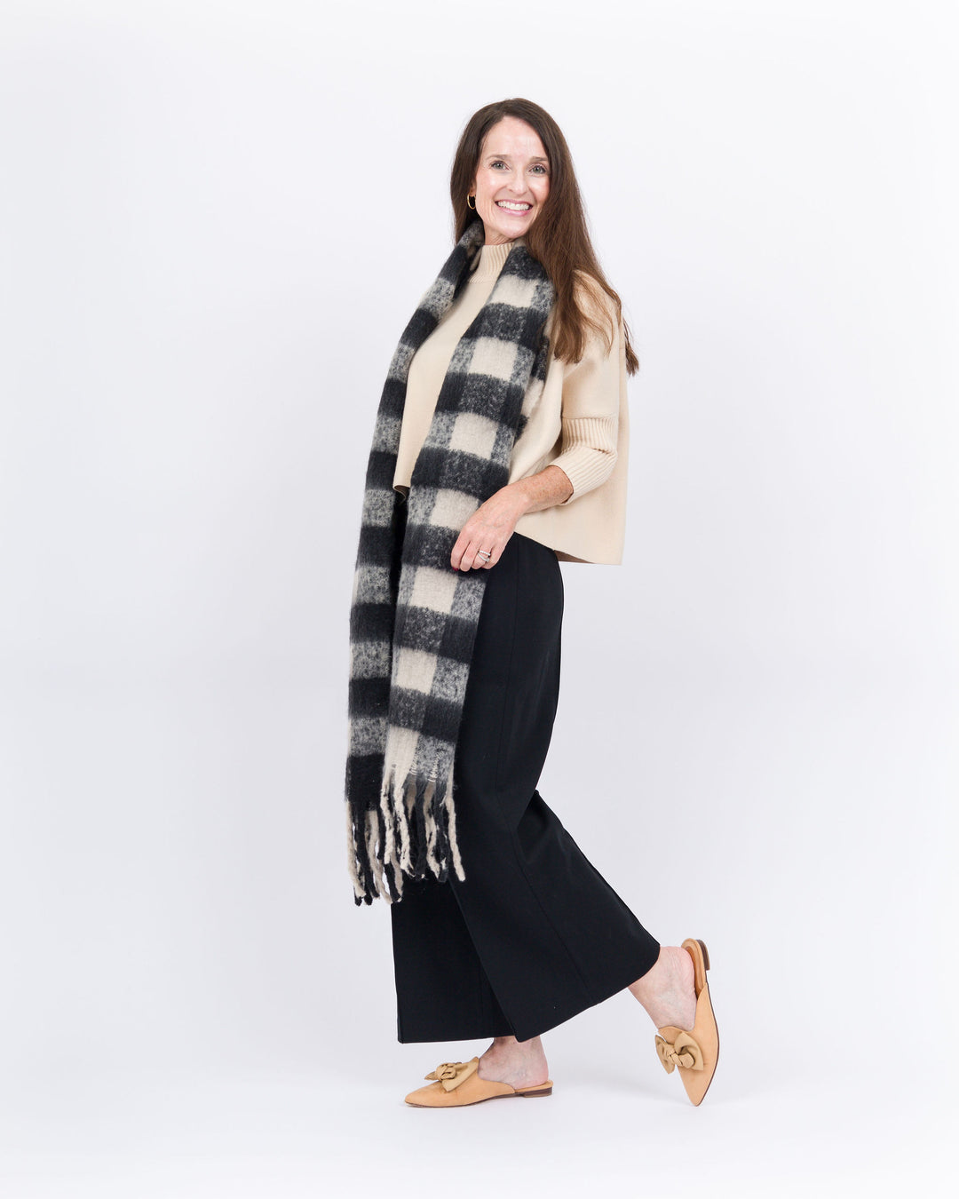 Mud Pie Checked Scarf- Black