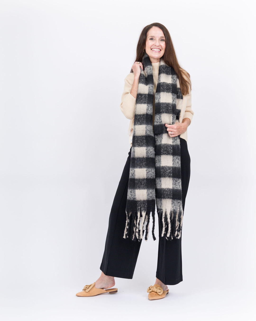 Mud Pie Checked Scarf- Black