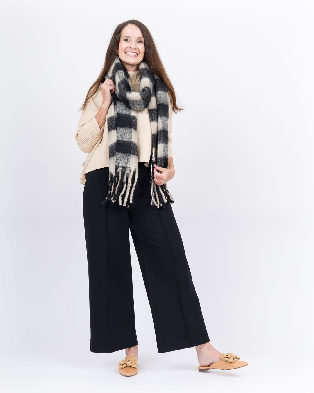 Mud Pie Checked Scarf- Black