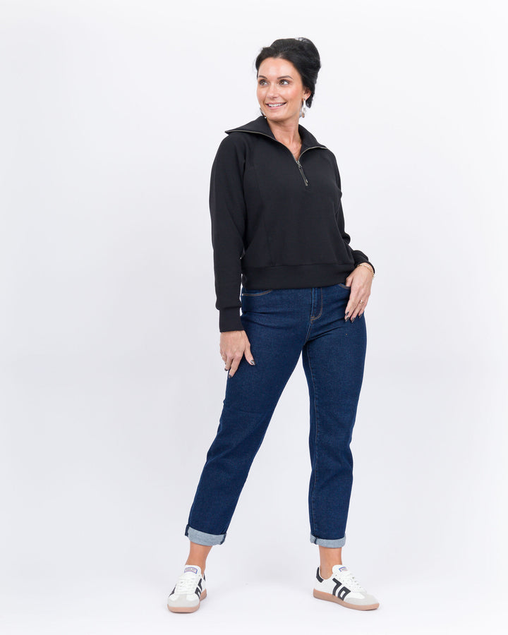 Spanx Air Essentials Half Zip-Very Black