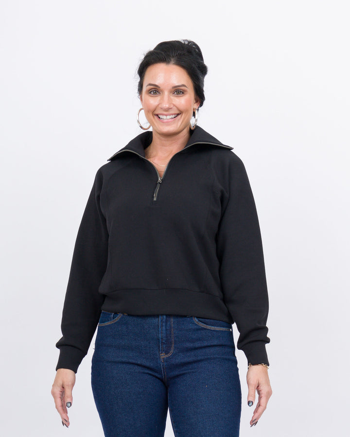 Spanx Air Essentials Half Zip-Very Black