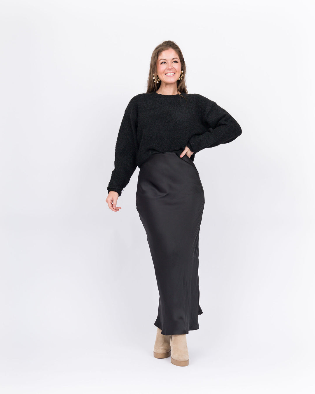 Z Supply Europa Polysheen Skirt- Black