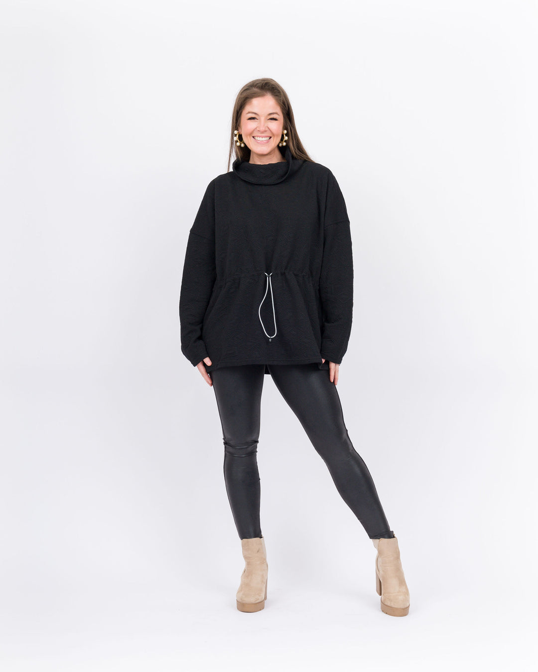 Collette Cowl Neck Sweater- Black