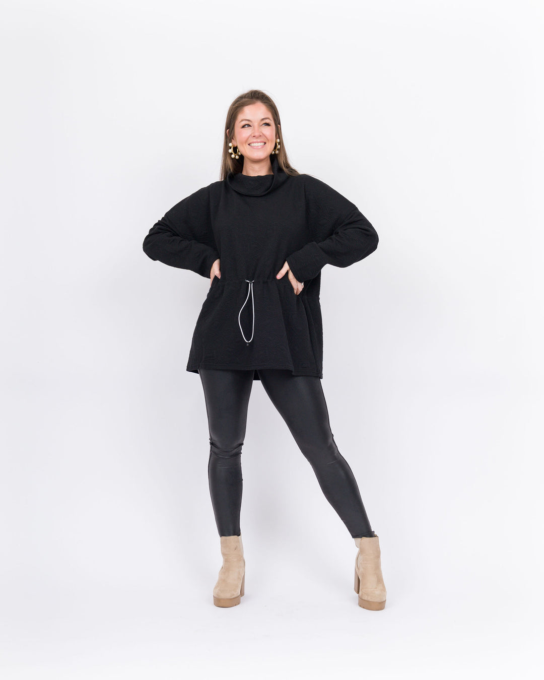 Collette Cowl Neck Sweater- Black