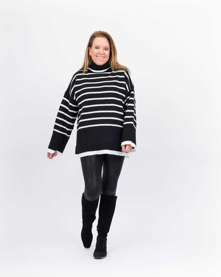 Mud Pie Dunn Striped Sweater-Black