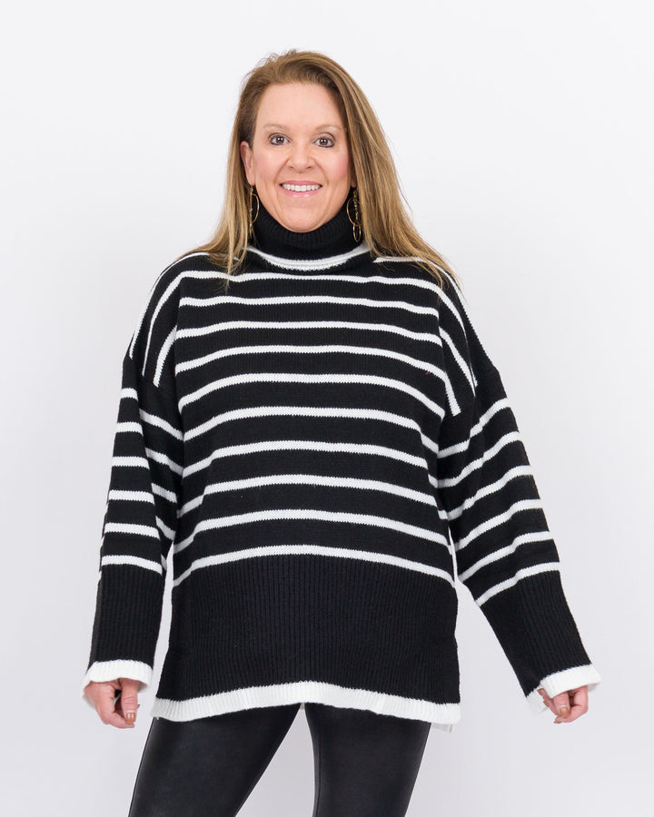 Mud Pie Dunn Striped Sweater-Black