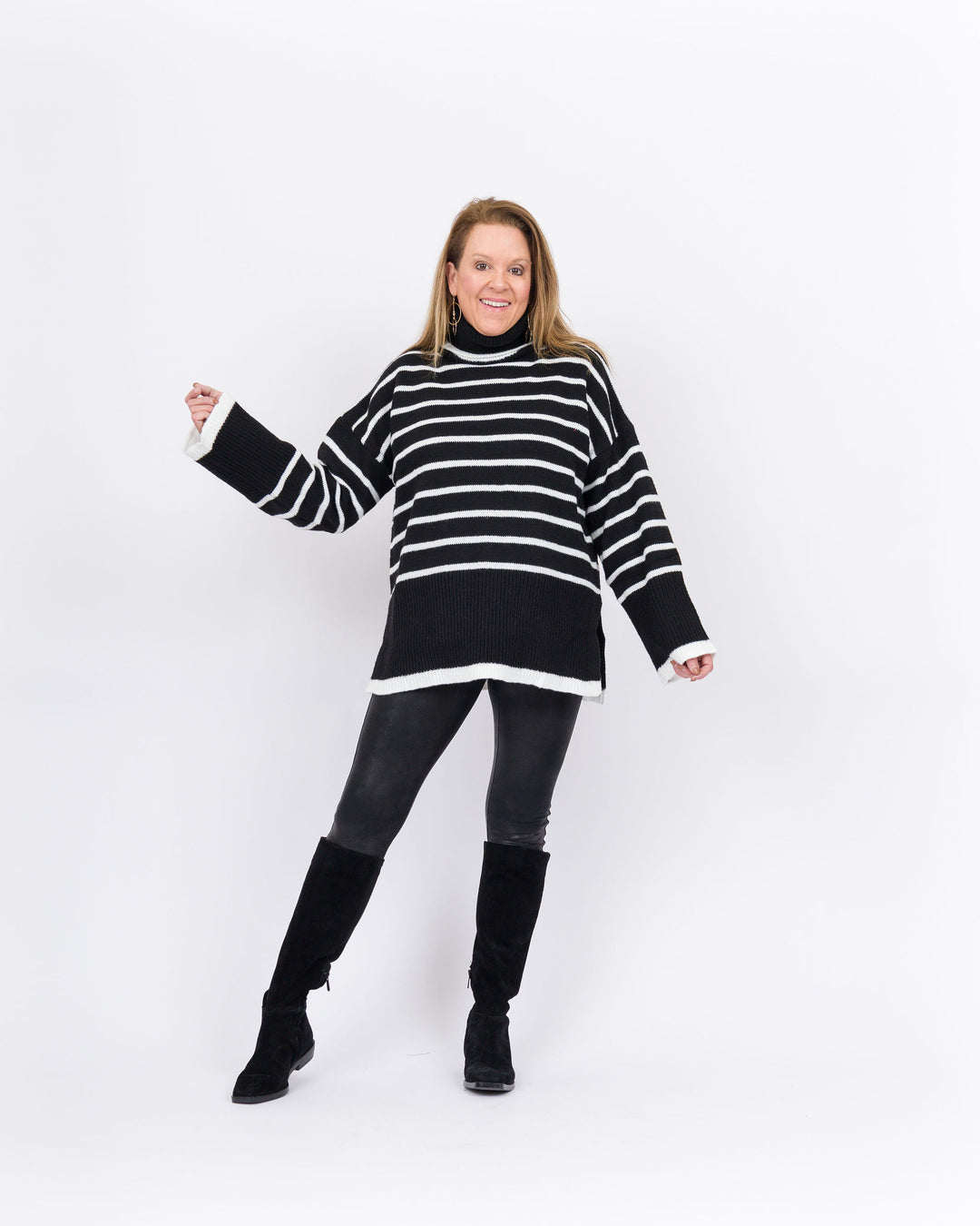 Mud Pie Dunn Striped Sweater-Black