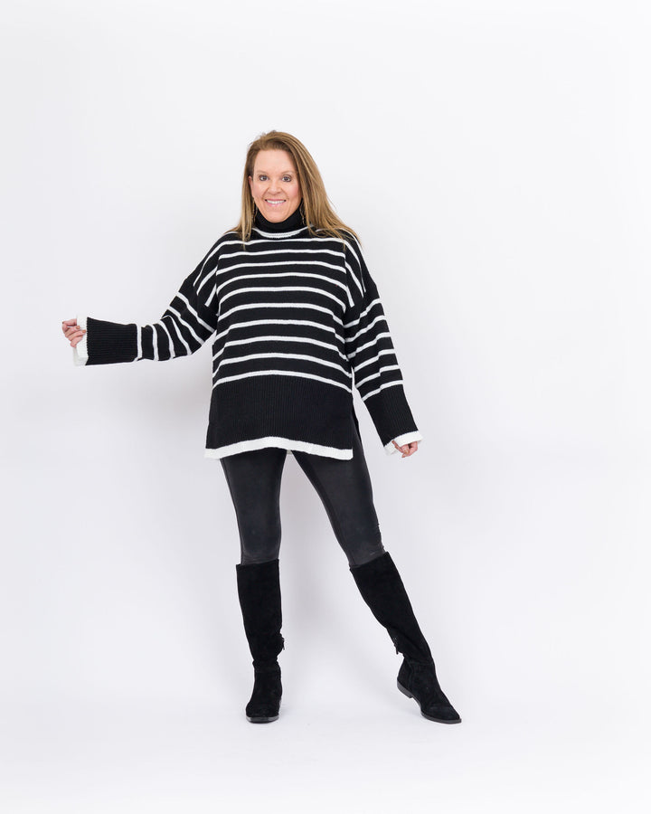 Mud Pie Dunn Striped Sweater-Black