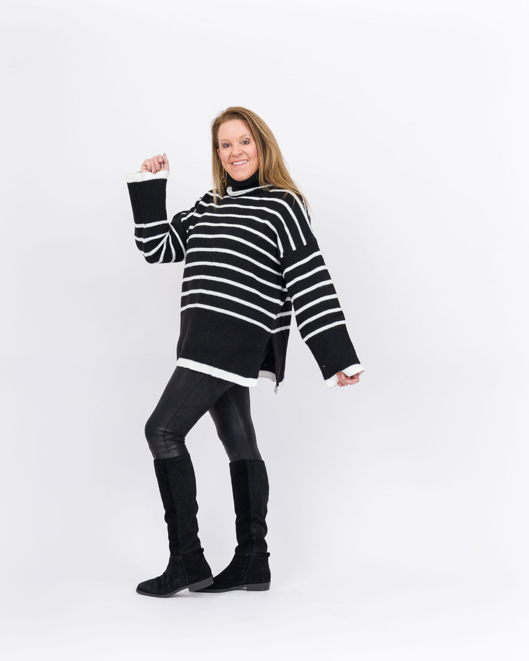 Mud Pie Dunn Striped Sweater-Black