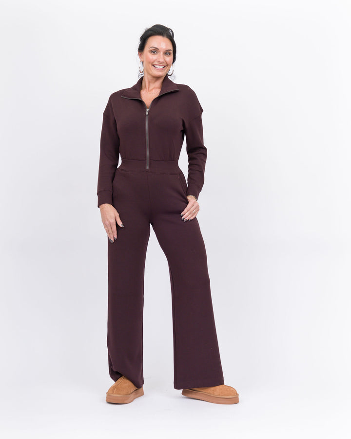 Spanx Aire Wide Leg Jumpsuit- Truffle Brown