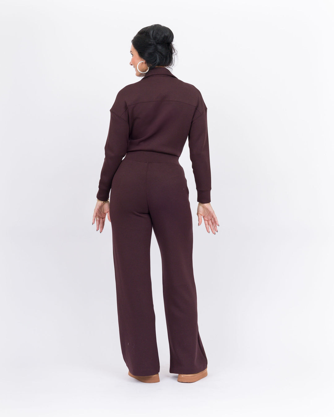 Spanx Aire Wide Leg Jumpsuit- Truffle Brown