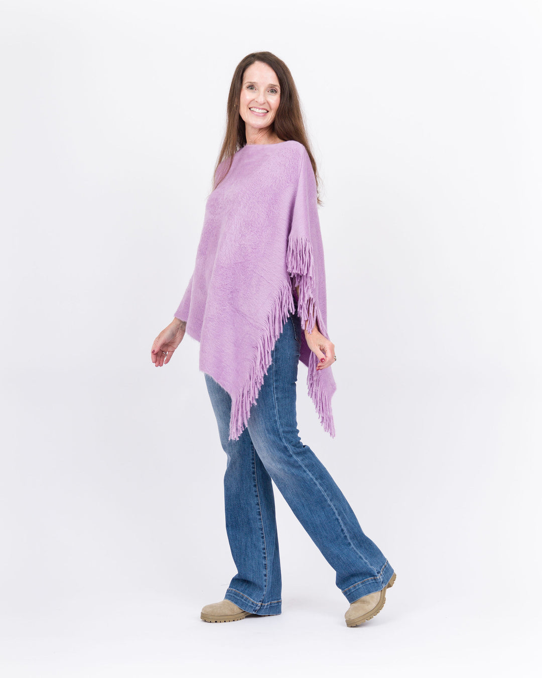 Knitted Poncho- Mauve