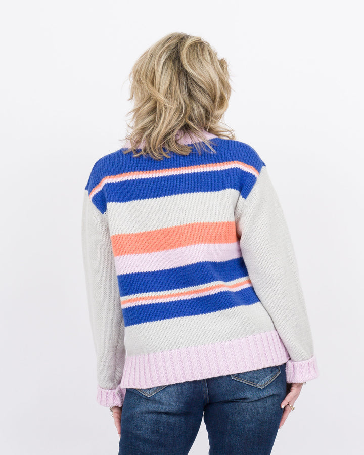 Striped Knit Sweater- Royal Blue