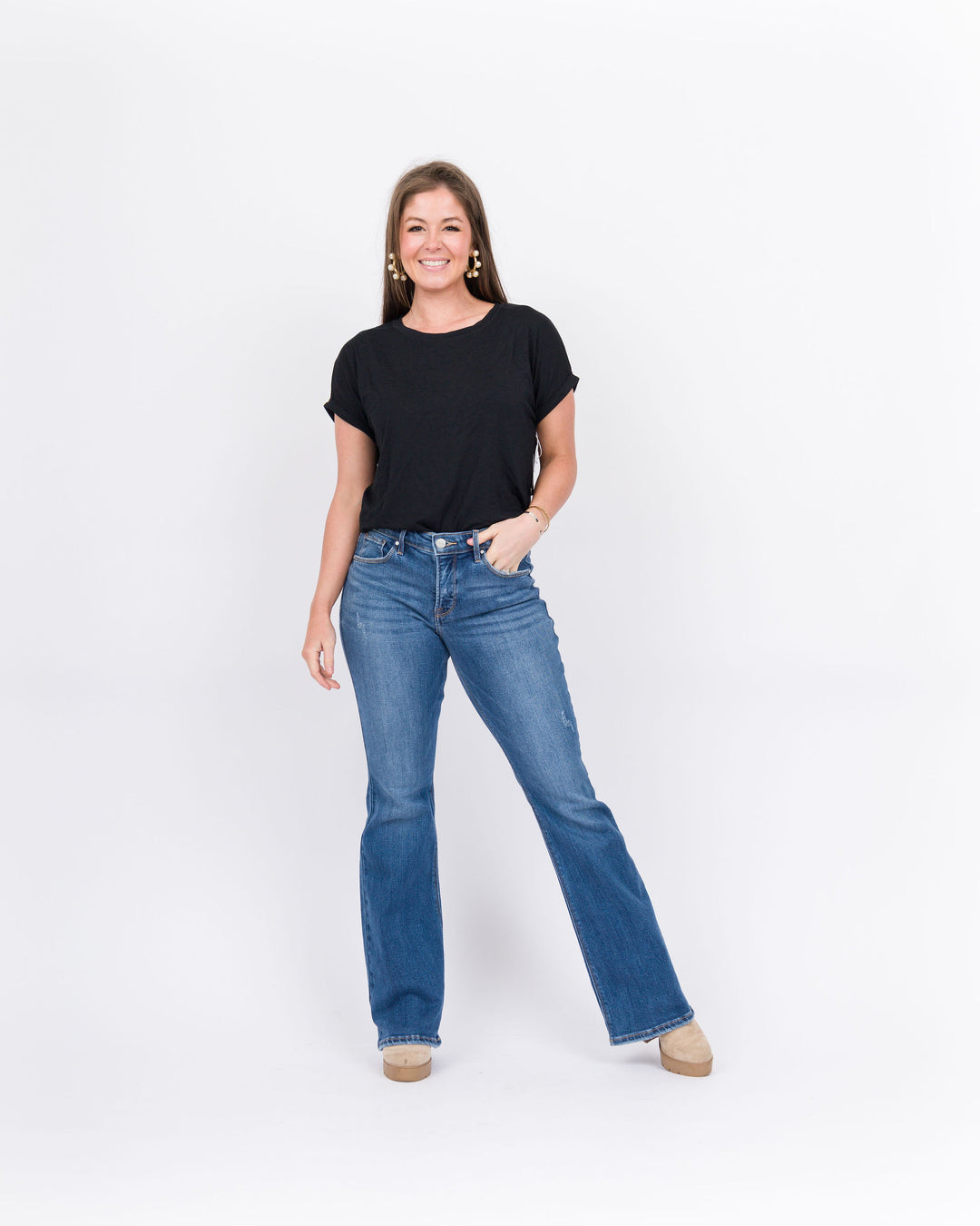 Risen Tummy Control Mid Rise Flare Basic Jean