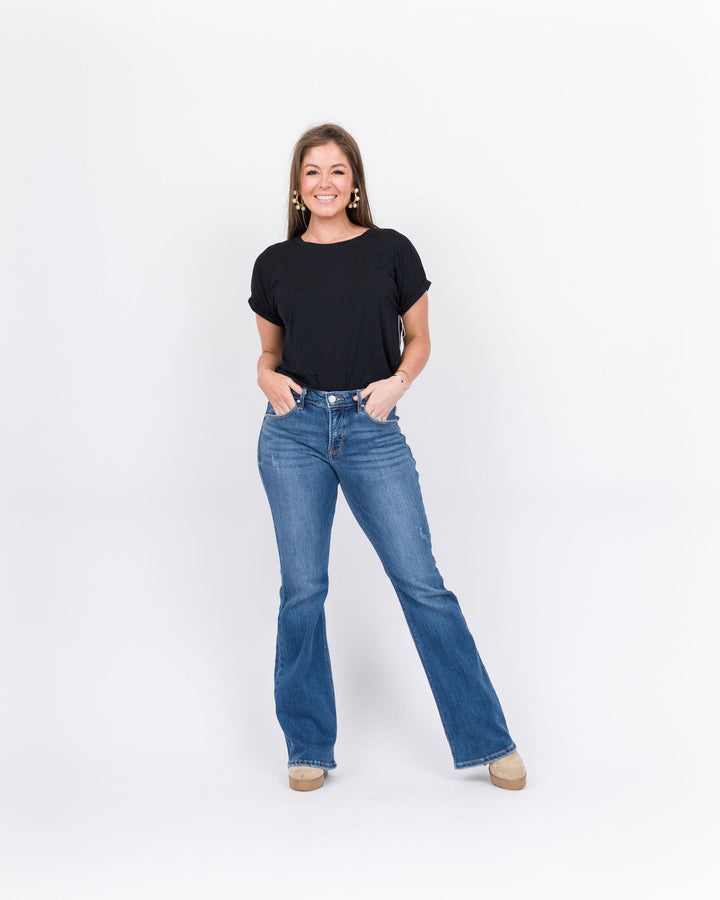 Risen Tummy Control Mid Rise Flare Basic Jean