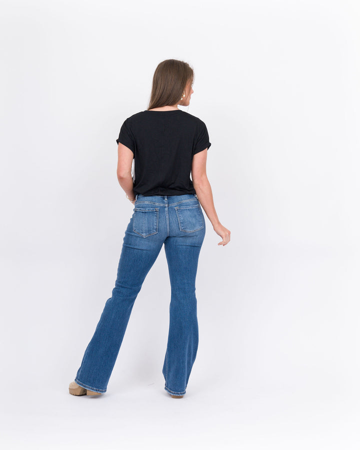 Risen Tummy Control Mid Rise Flare Basic Jean