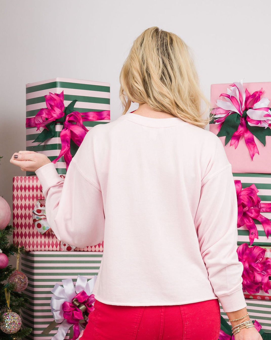 Ho Ho Ho Ornament Pink Sweatshirt