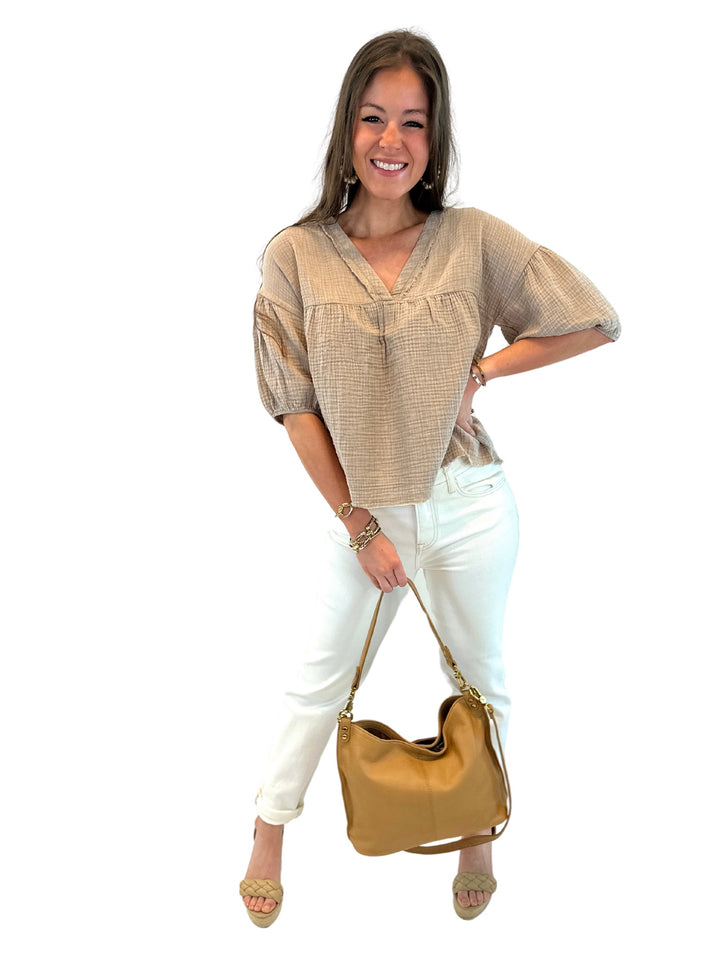 Gladiola Top - Taupe