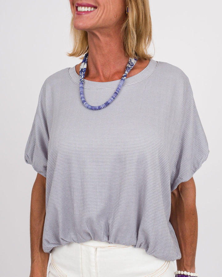 Faye Bubble Hem Top - Grey