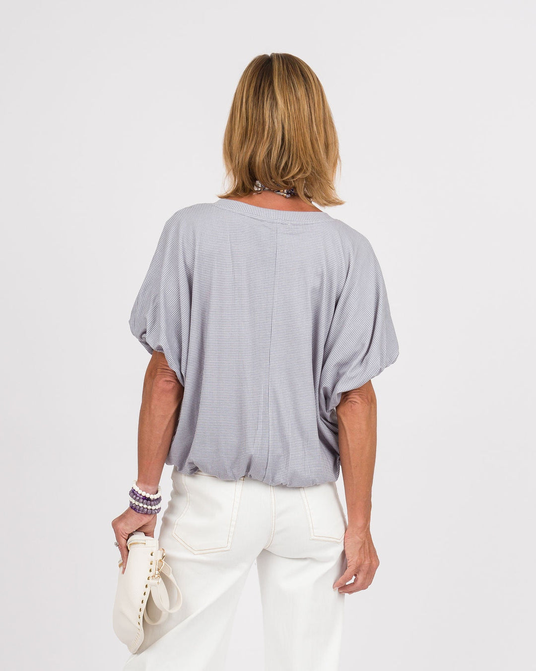 Faye Bubble Hem Top - Grey