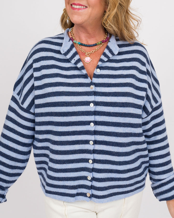 Piper Cardigan - Blue Stripe