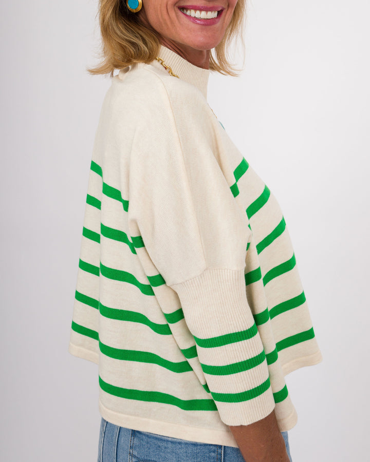 Kerisma Aja Striped Sweater - Green and Beige